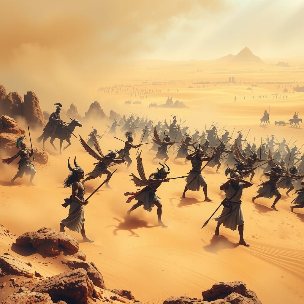 Ancient Warriors Clash in Epic Desert Battle