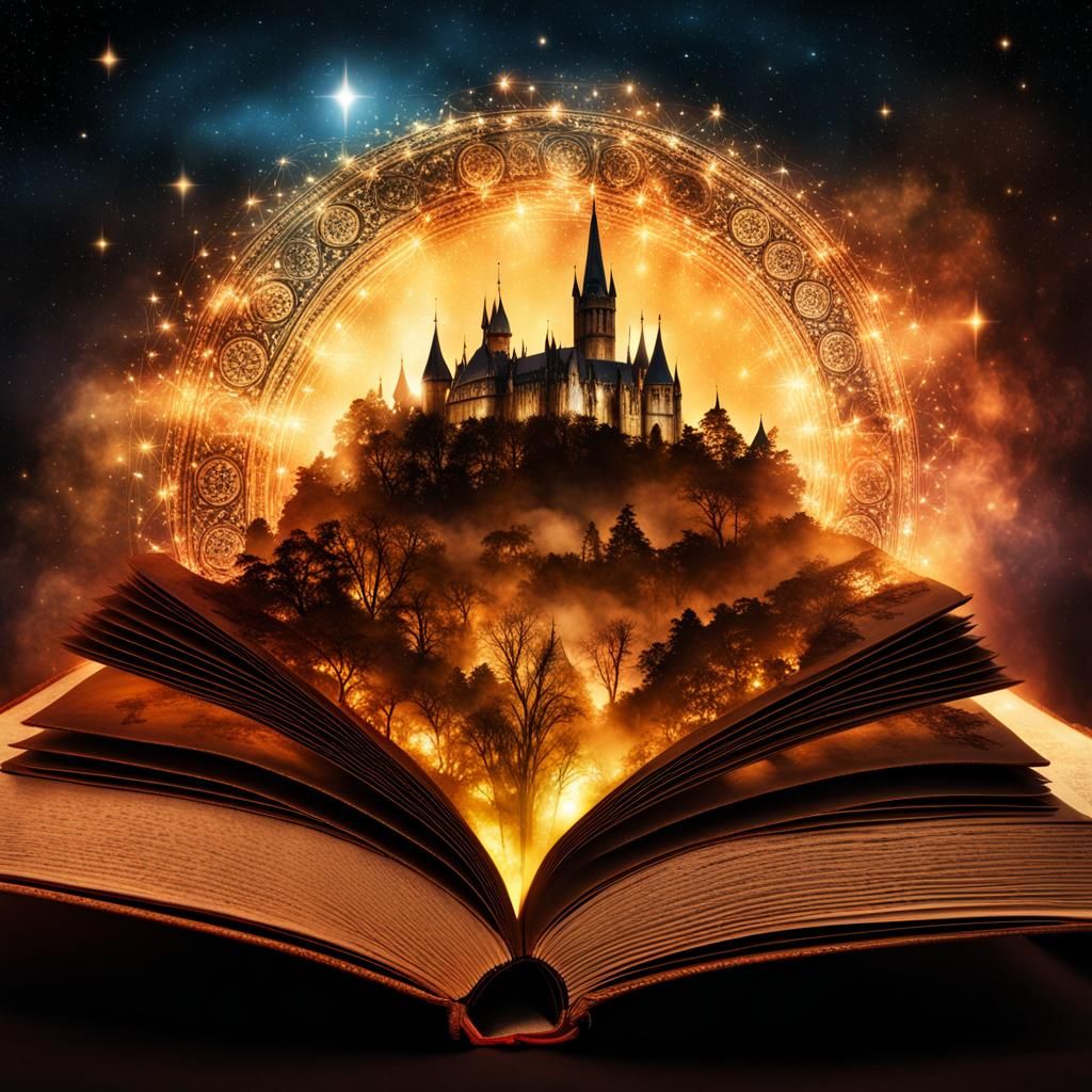 Medieval Fantasy and Open Book Double Exposure