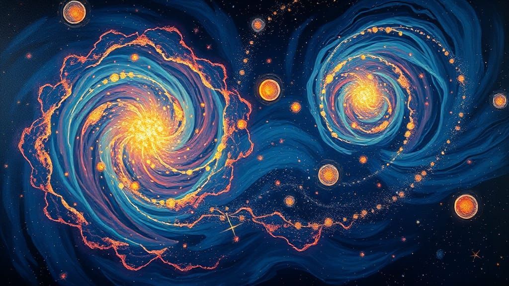 Swirling Star Clusters in Expressive, Painterly Style