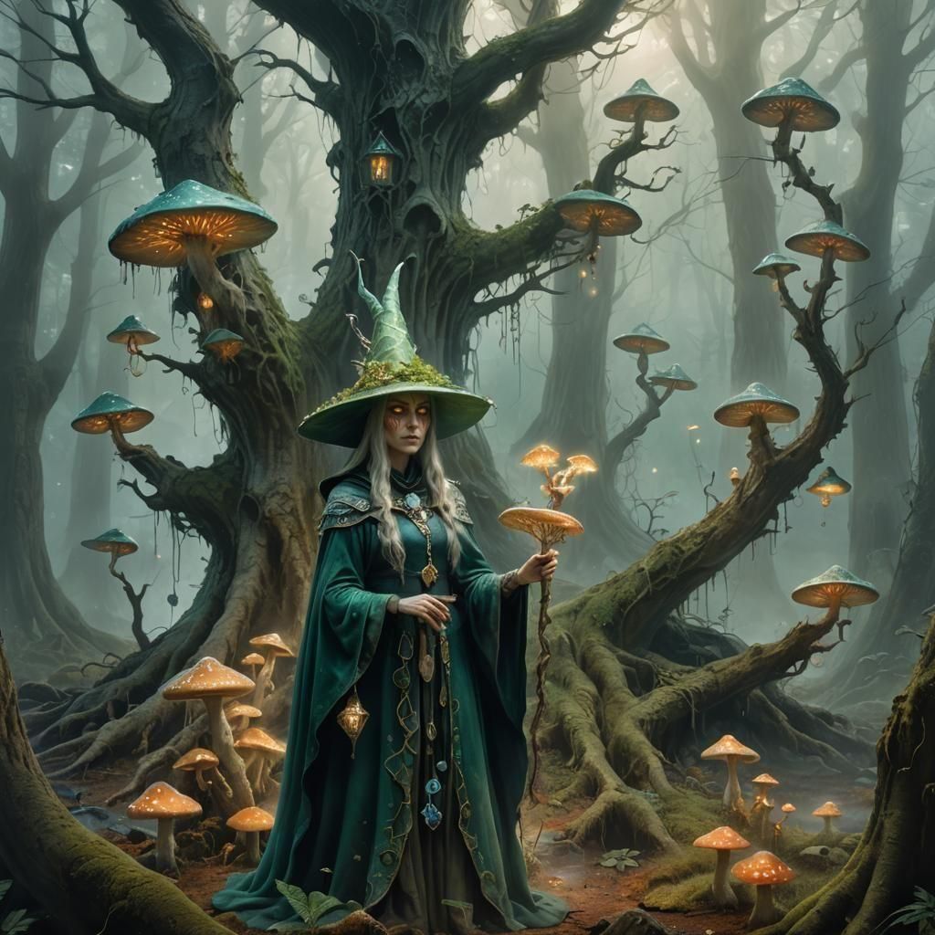 Fantastical Mushroom Hat in Detailed Digital Painting