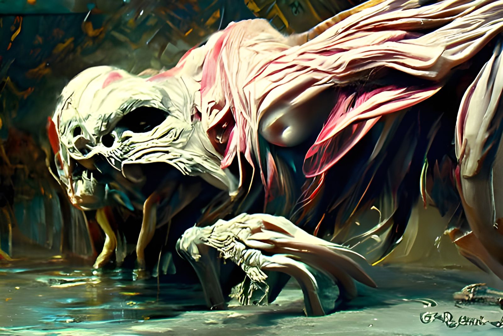 Surreal Girl-Creature in a Steampunk Cyberpunk Dreamscape