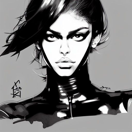 Badass Girl in Combat Catsuit, Yoji Shinkawa Style