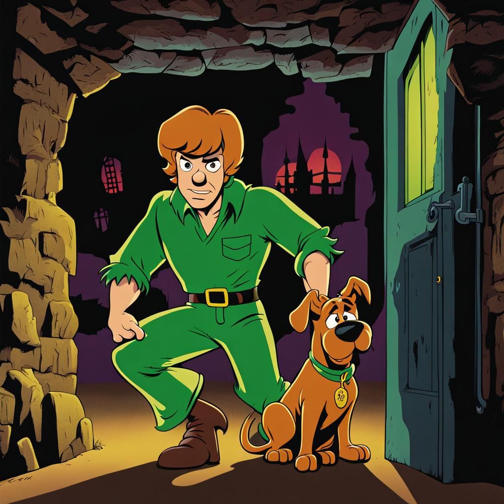 Shaggy and Scooby Hide From a Ghoul: 1970s Cartoon