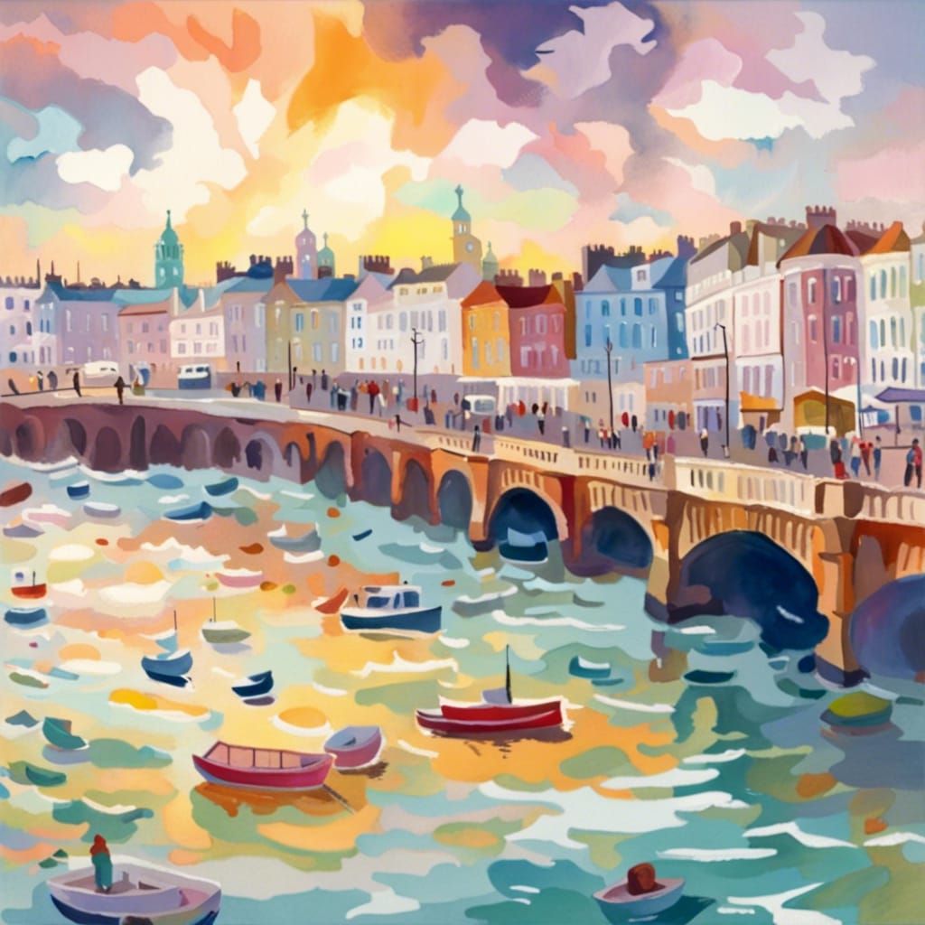 Brighton UK Gouache Style Impressionist Masterpiece