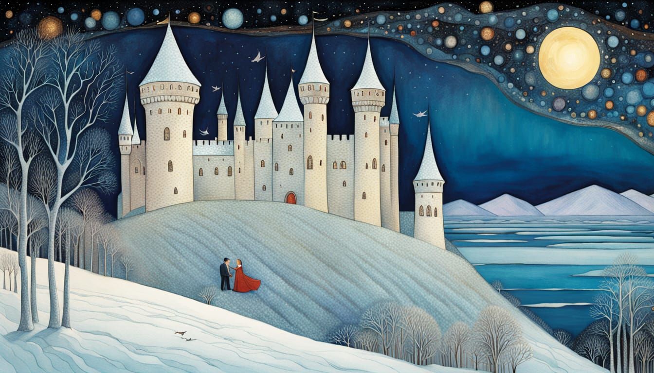 Winter Kingdom in the Style of Golden Age Illustration