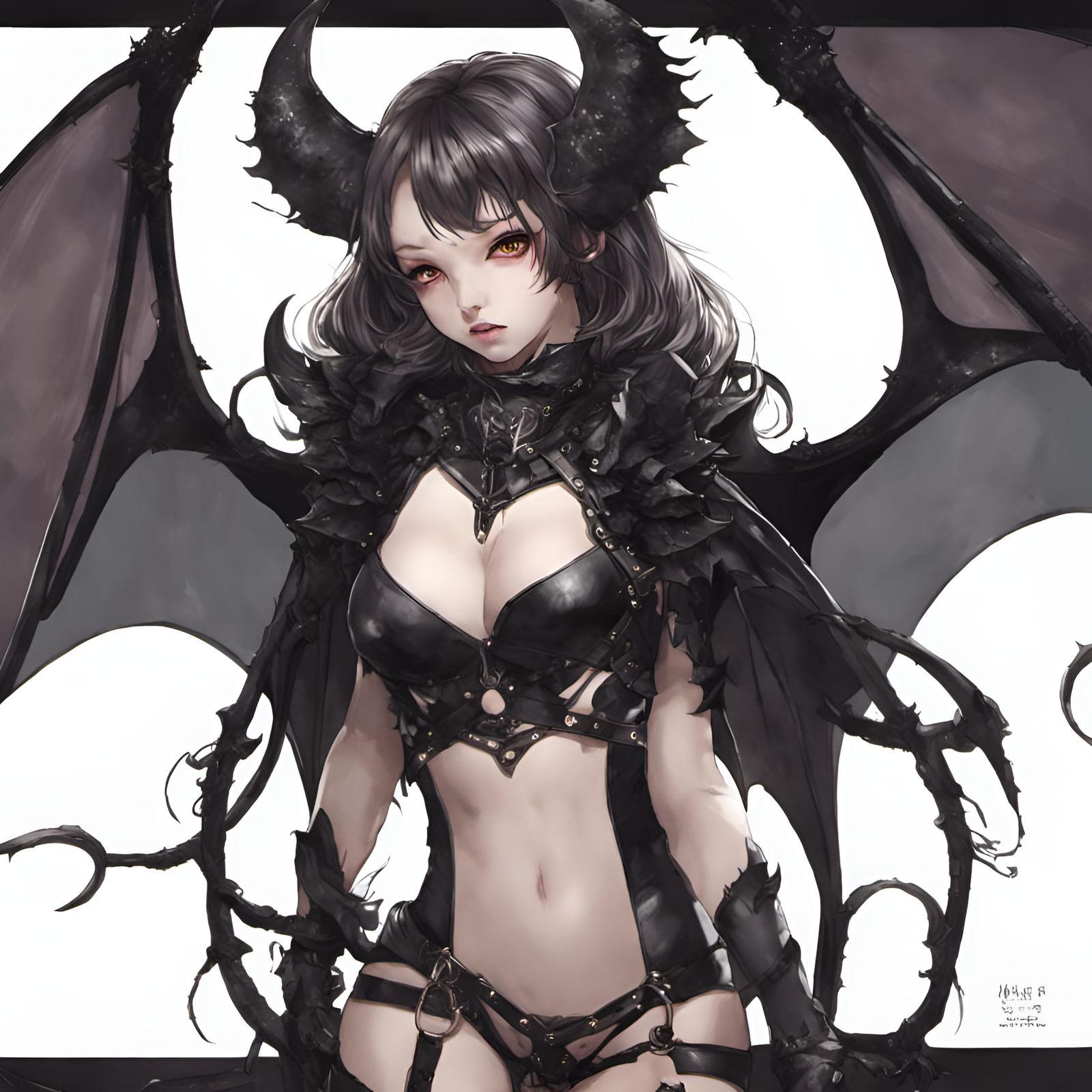 Seductive Demon Girl with Bat Wings