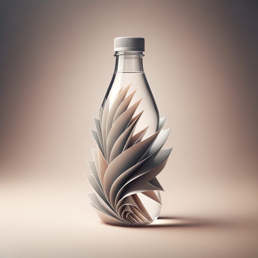 Intricately Folded Glass Water Bottle: A Masterpiece of Orig...