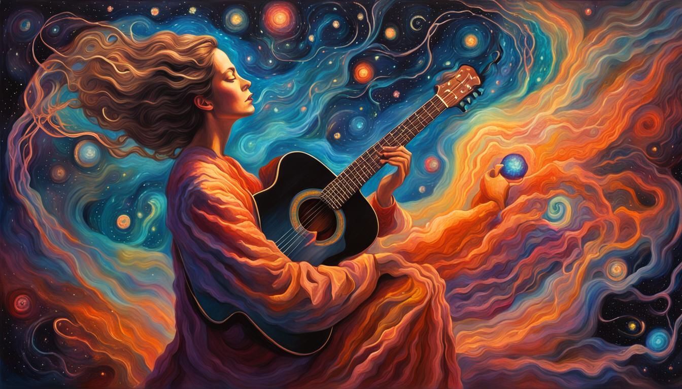 Cosmic Surrealist Bio Art: Glowing Woman in Nebula