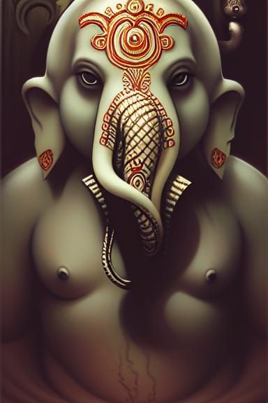 Sinister God Ganesh: Photorealistic Digital Illustration