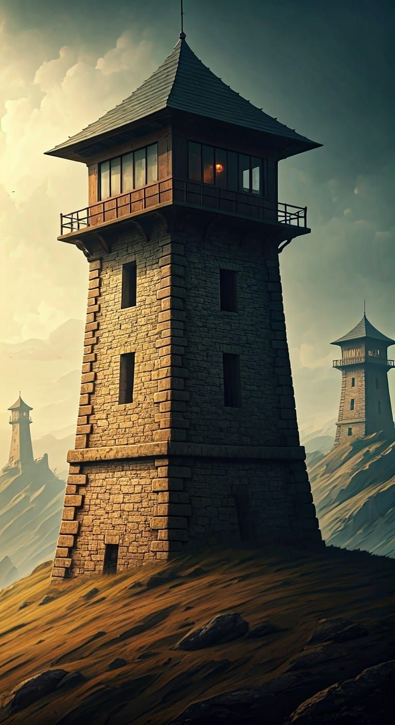 Historic Watchtowers in Grand Landscapes: Digital Illustrati...