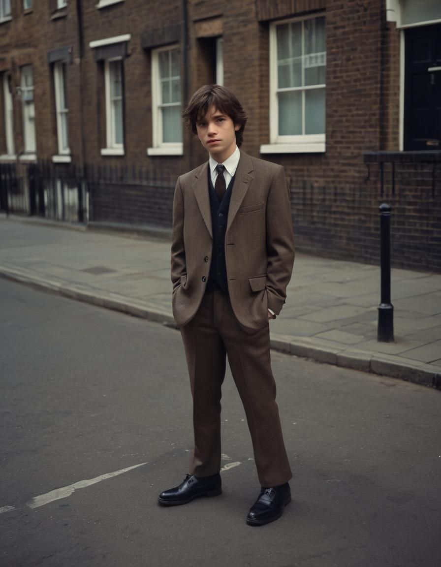 Surreal 1960s London Street Scene in Cinematic Style