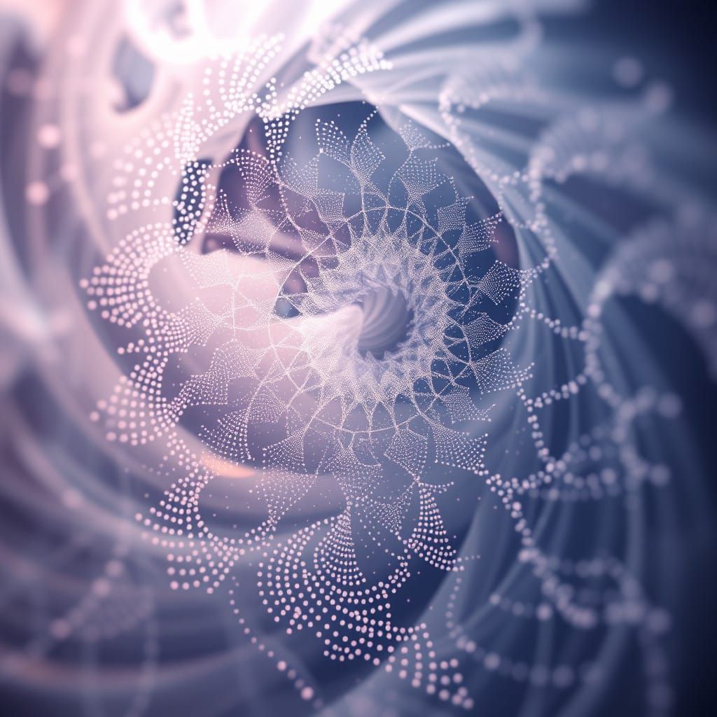 Delicate Islamic-Geometric Patterns in Swirling Iridescent V...