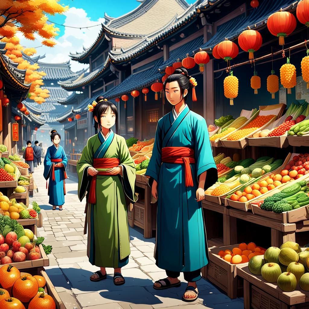 Traditional Chinese Scene in Anime Style
