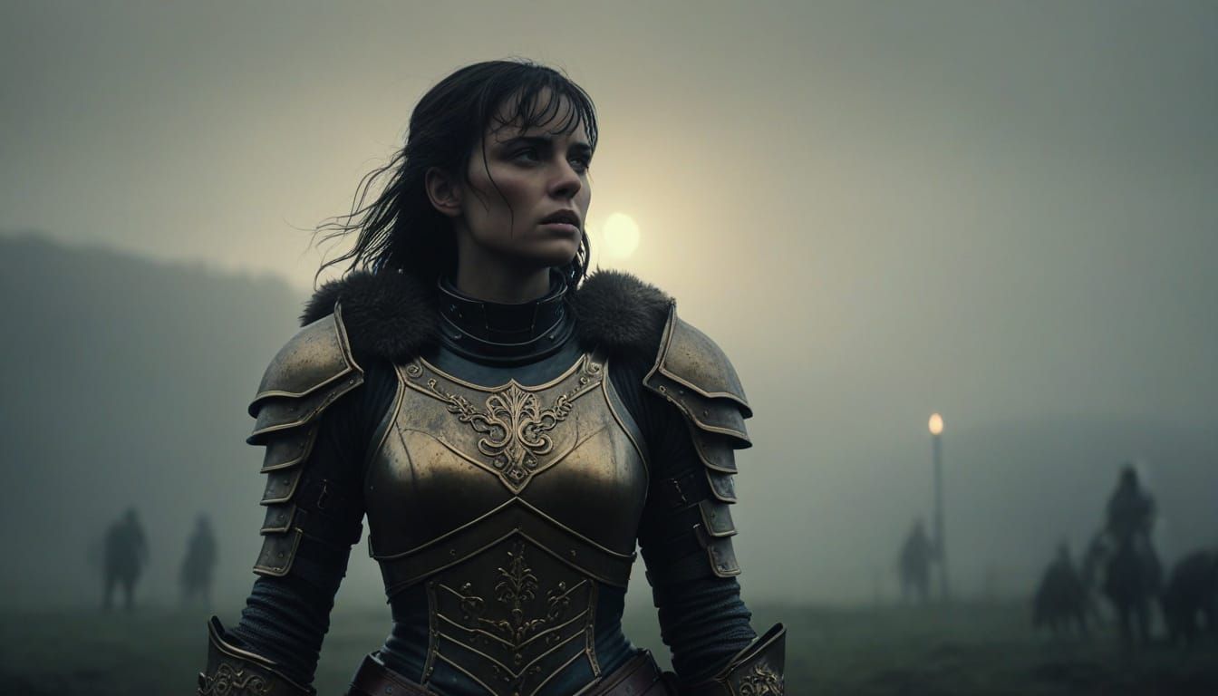 Dark Fantasy French Knight Victorious in Cinematic Style