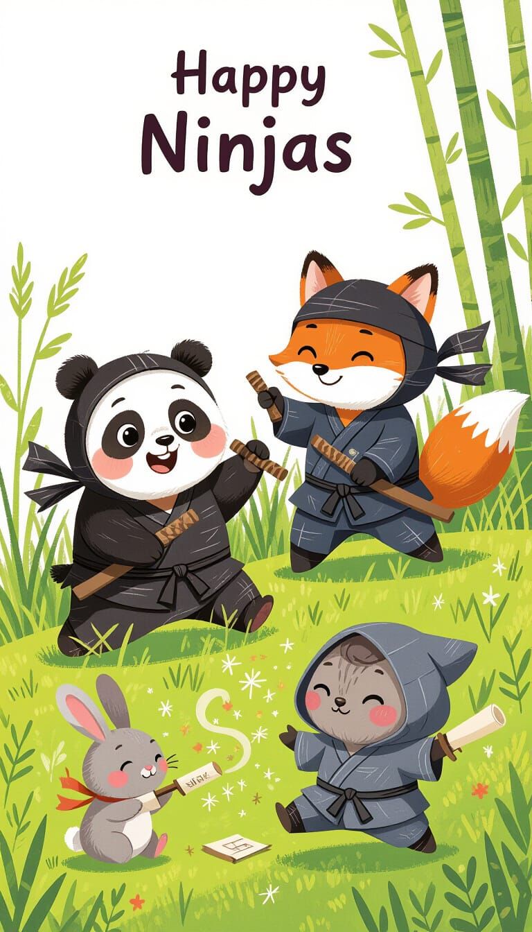 Animals as Ninja in Storybook Illustration