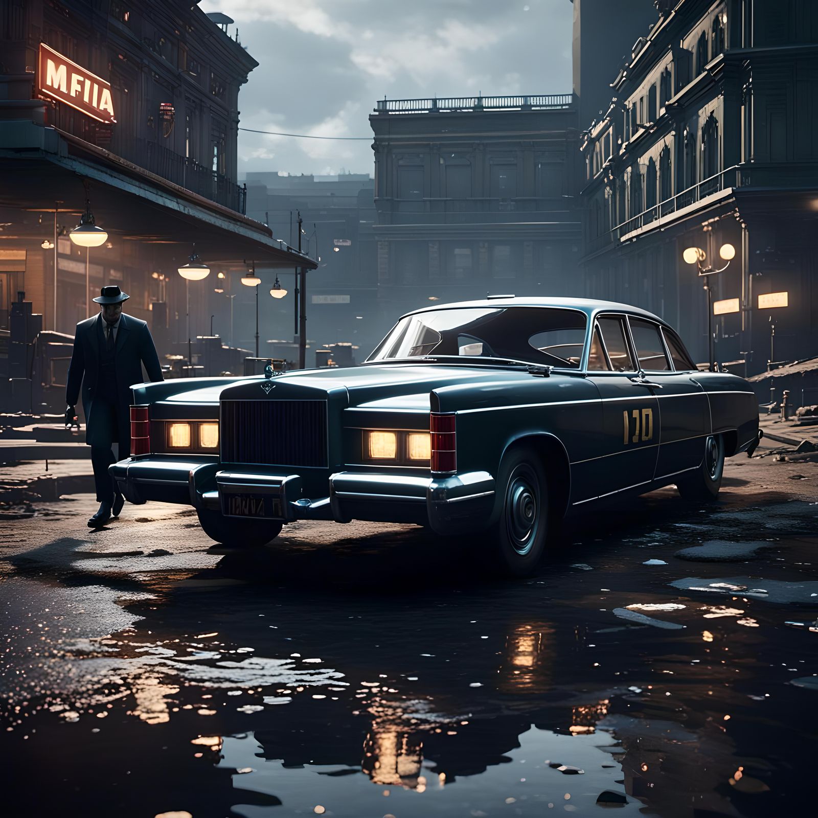 Cinematic 3D Mafia Scene in 8K Resolution