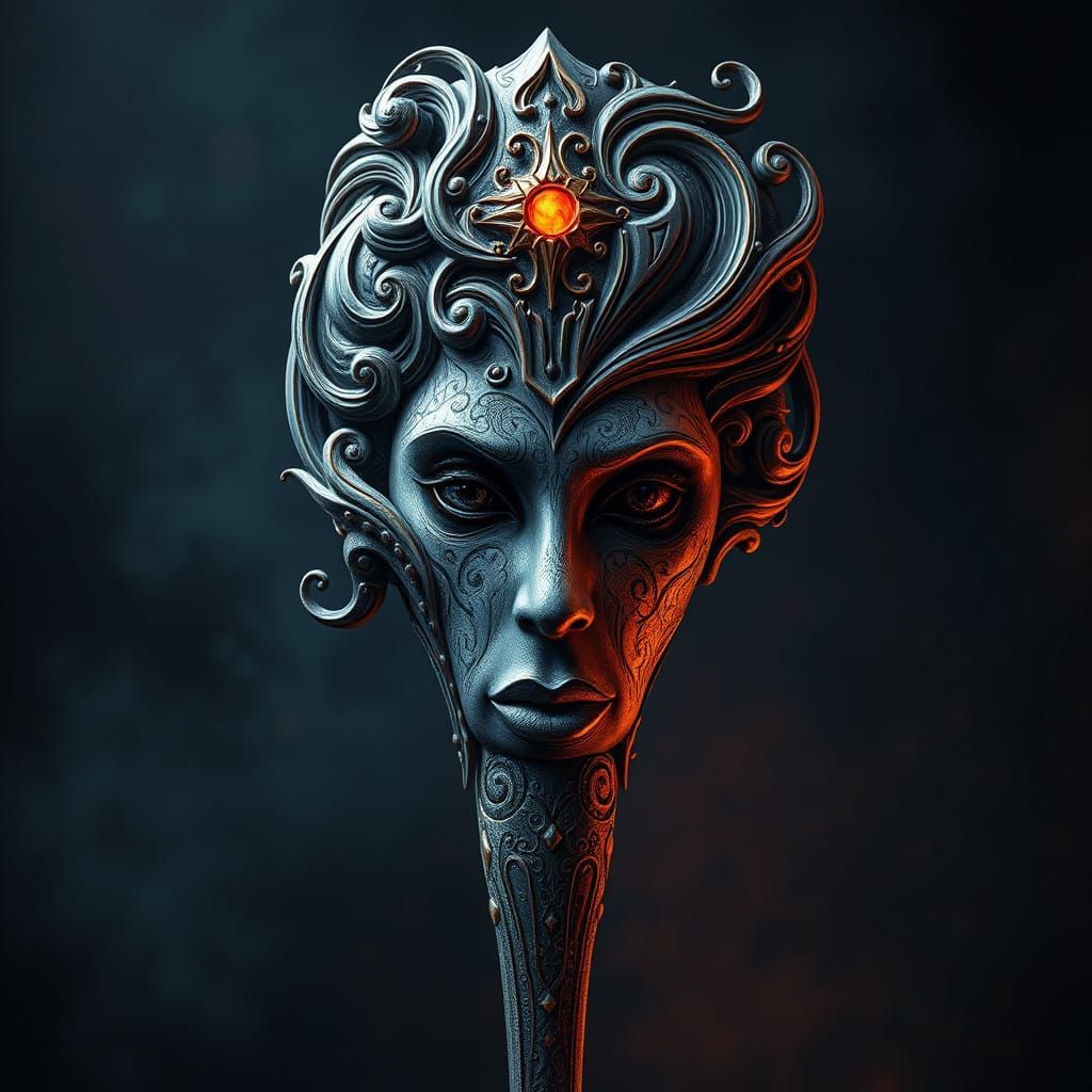 Mystical Beth Hart Shaped Pen in Fantasy Concept Art Style