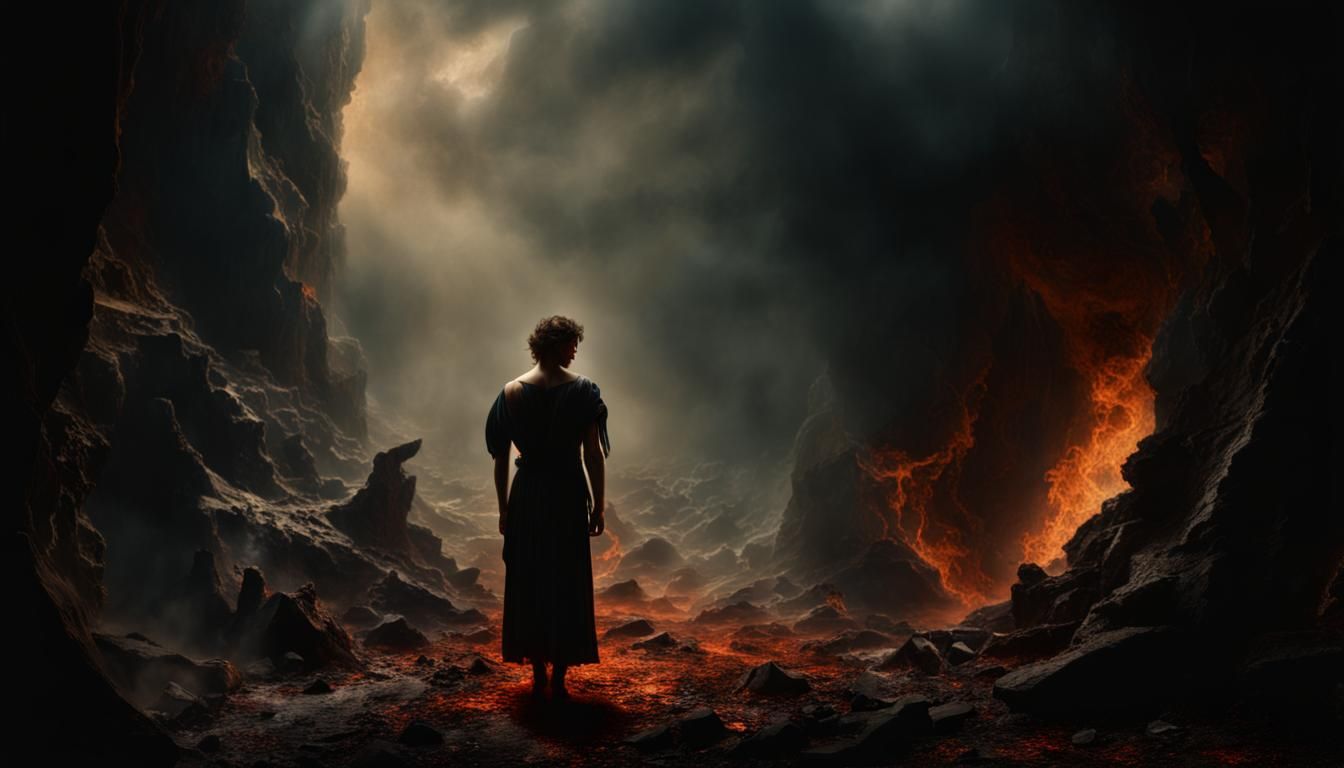 Orpheus looking for Eurydice.