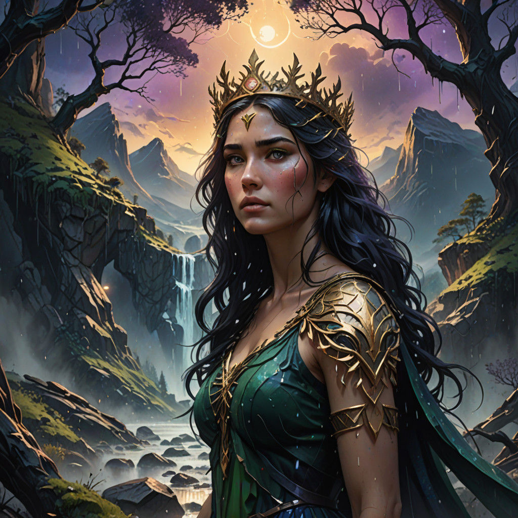 Hyper-Realistic Goddess in Dystopian Ruin, Golden Hour Glow