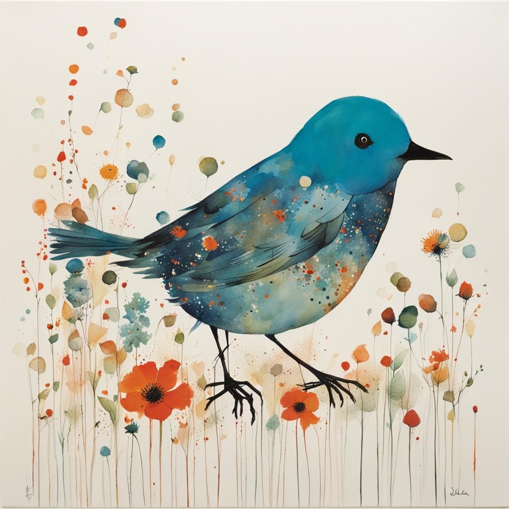 Bird Illustration in Whimsical Style