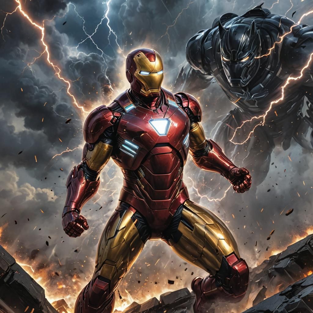 Iron Man and Black Panther: Explosive Comic Art