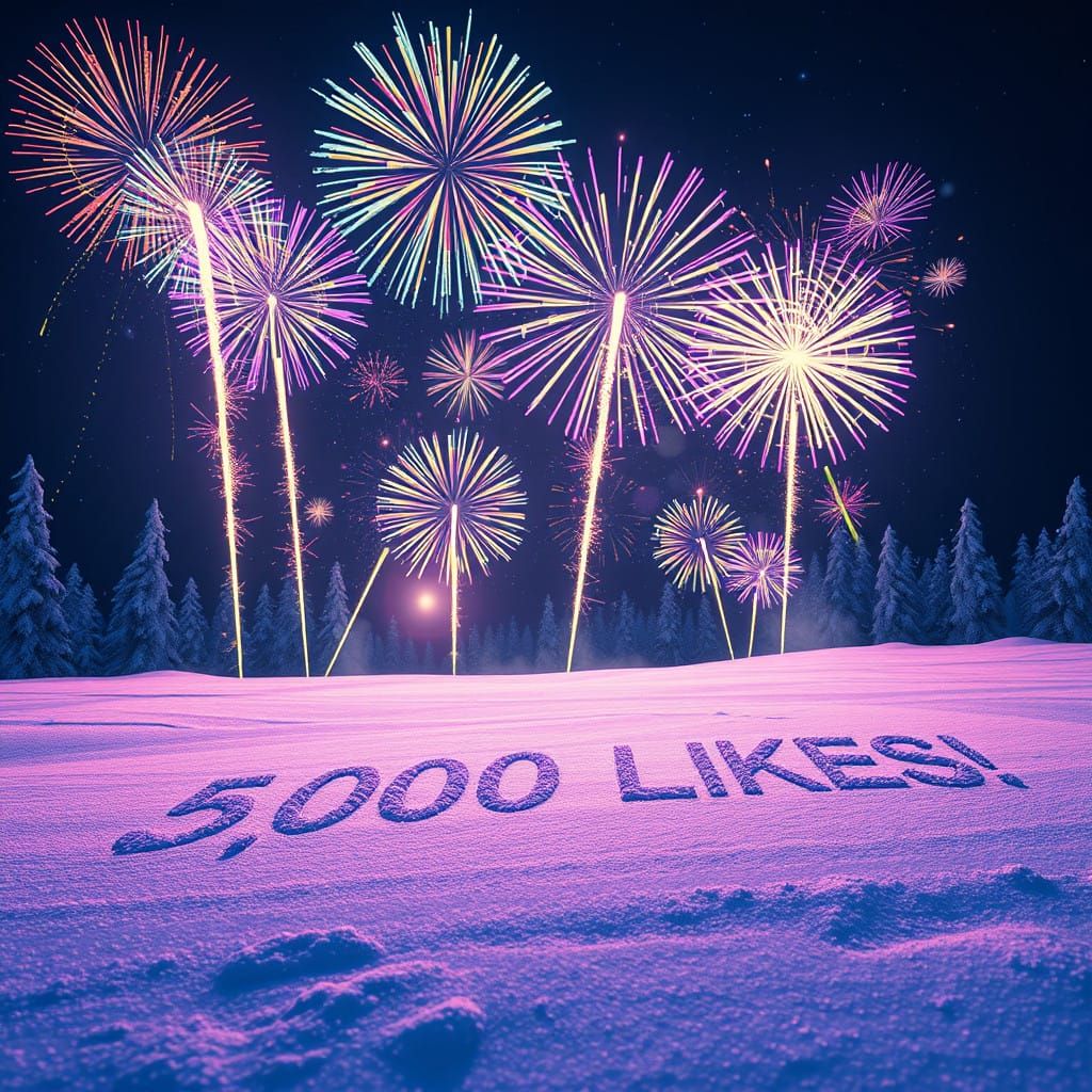 Winter Wonderland with Glowing Fireworks and Delicate Snowy....