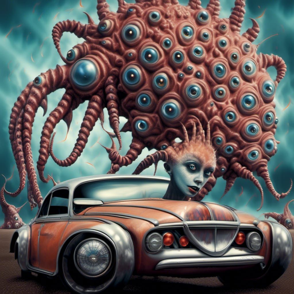 Smiling Aliens Party: Hyperrealistic Future Photography