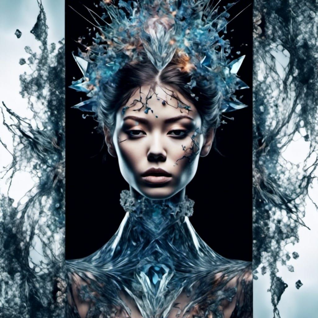 Crystal Sailboat Hairstyle: Digital Art Portrait