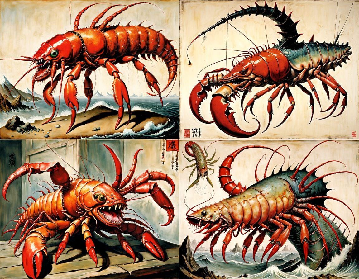 Surreal Mutant Sea Creature in Japanese Art Style