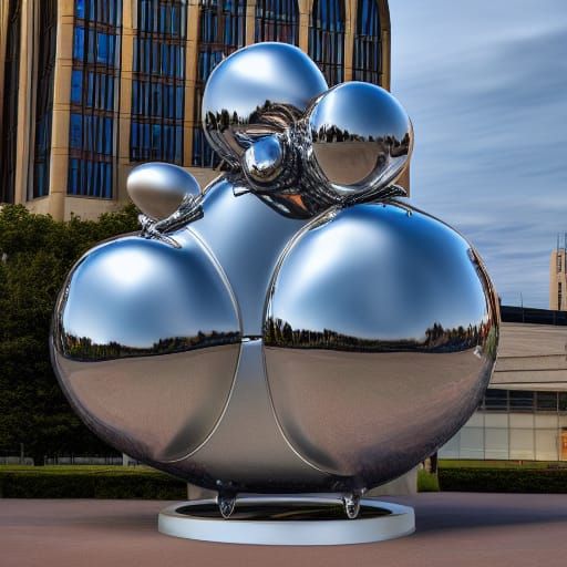 Chrome Flying Goose Balloon Sculpture in 8K