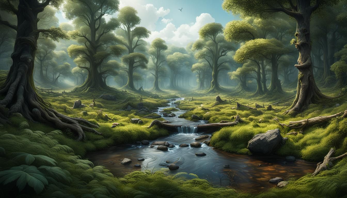Fantastical Forest Clearing in Detailed Matte Painting