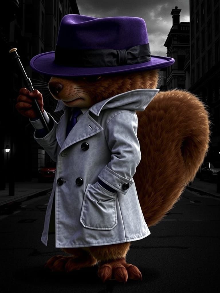 Squirrel Detective in Film Noir Style