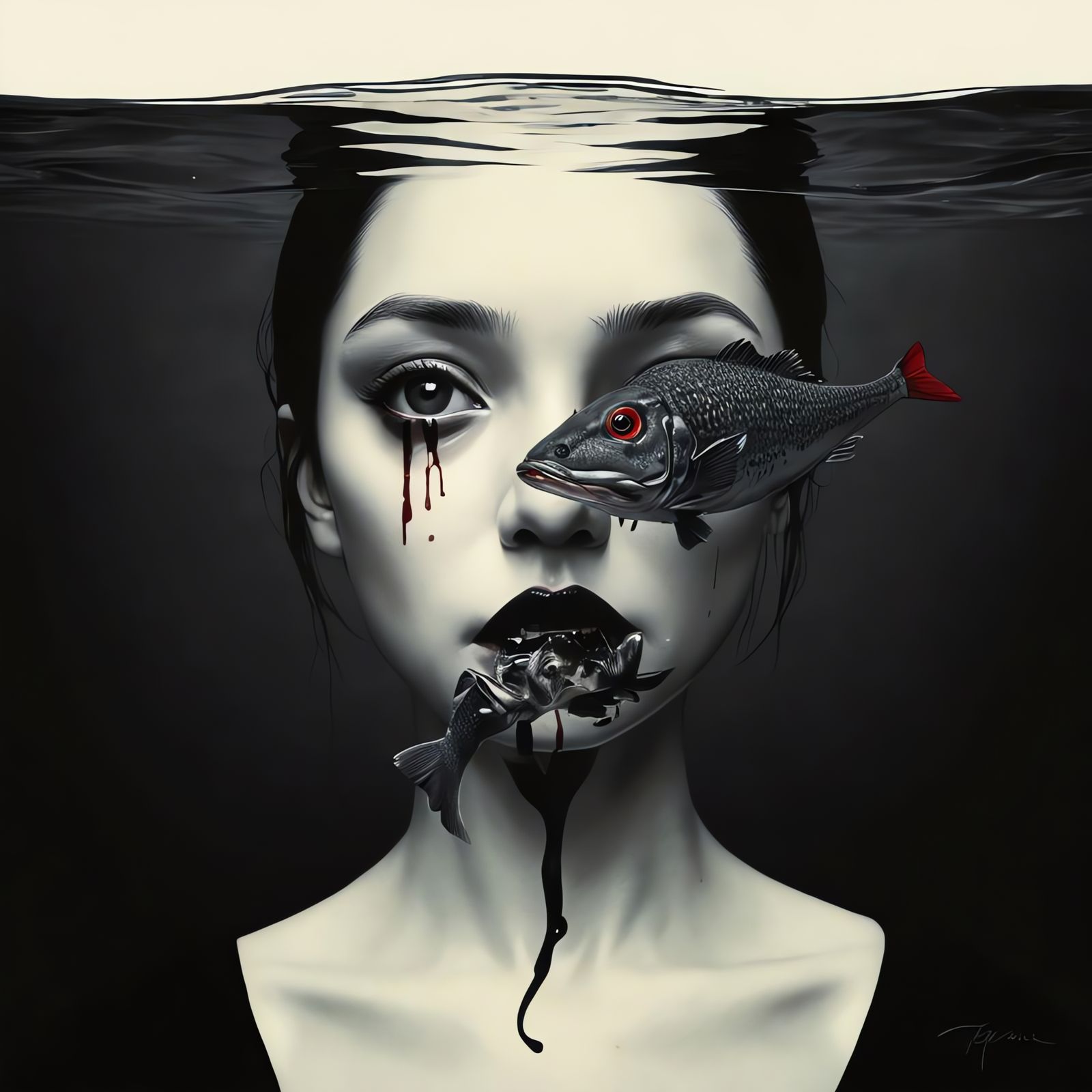 Wednesday Addams: Eerie Black and White Portrait