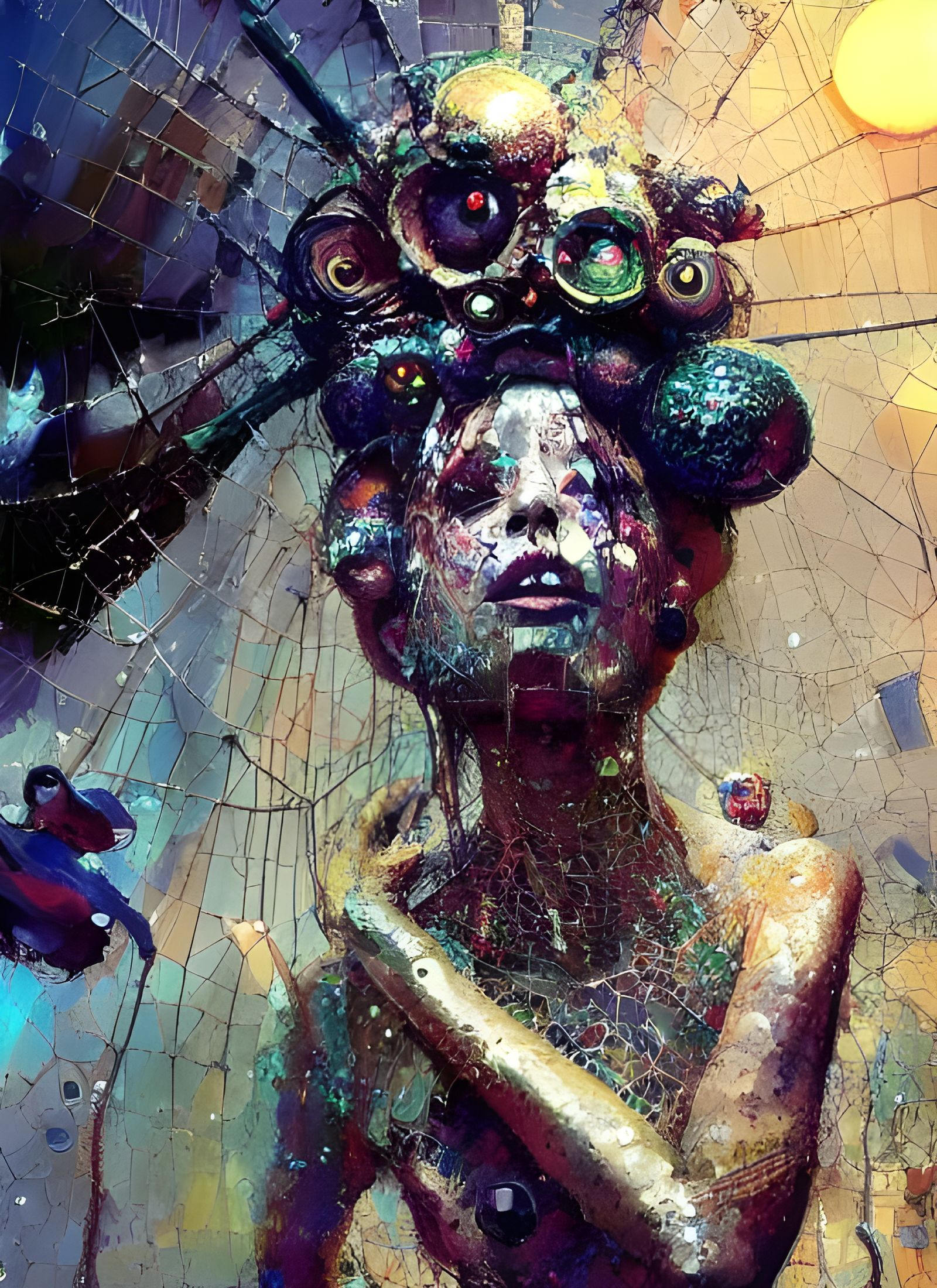 Woman with Spider Crown: Hyperrealist Portrait