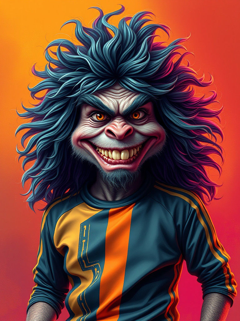 Goonie-Monster Soccer Mom in Airbrush Primitivism Style