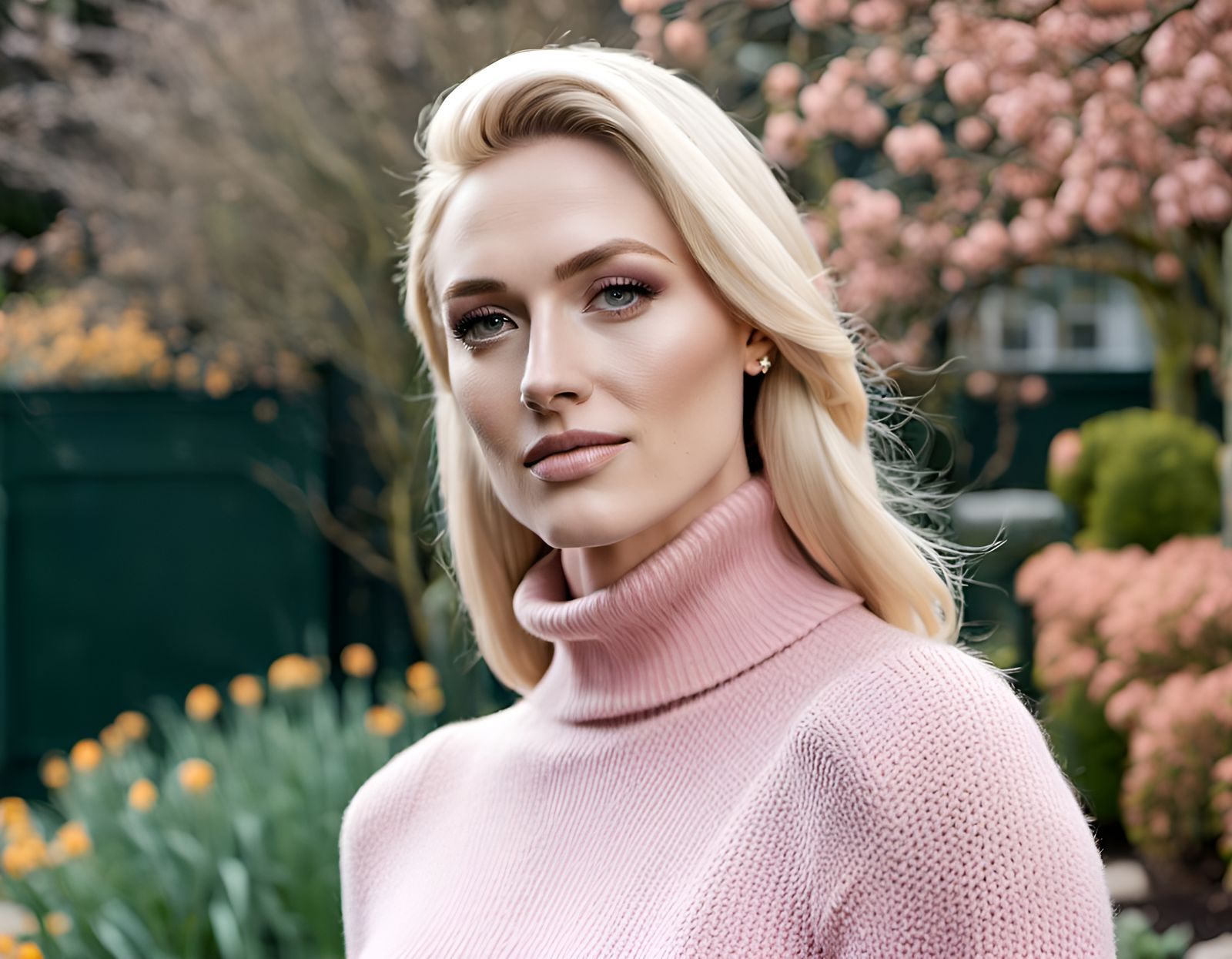 Close-up of a Beautiful Woman in Pink Sweater Dress