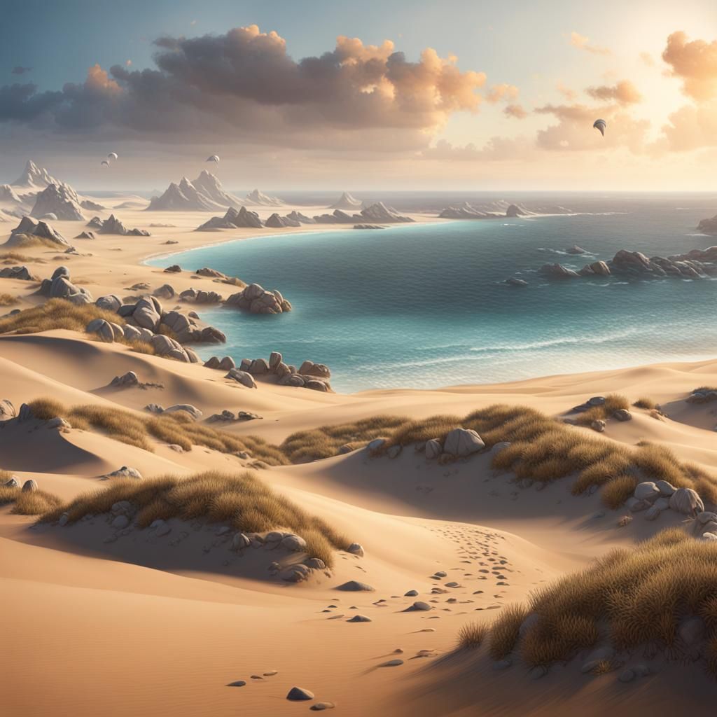 Dunes and Fading Girl: Fantastical Matte Painting