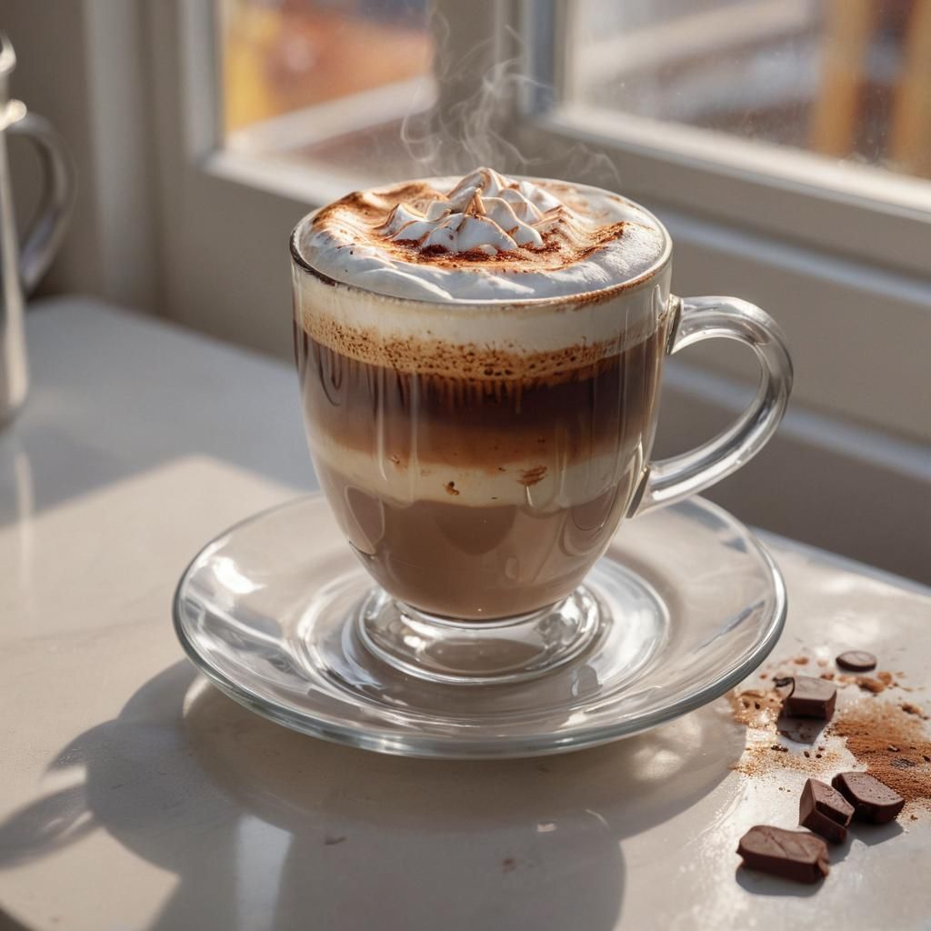 Chocolate Mocha Cappuccino: Macro Shot in Bryce Art Style