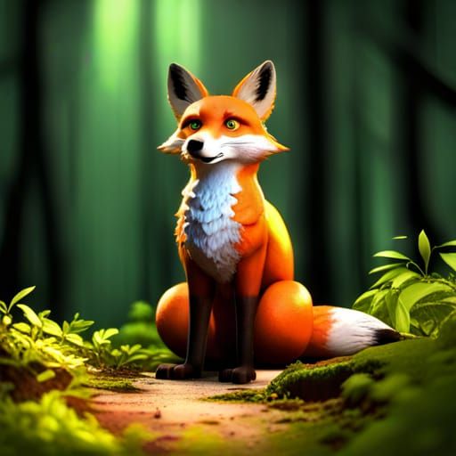 Claymation Fox 3D Render in Woods