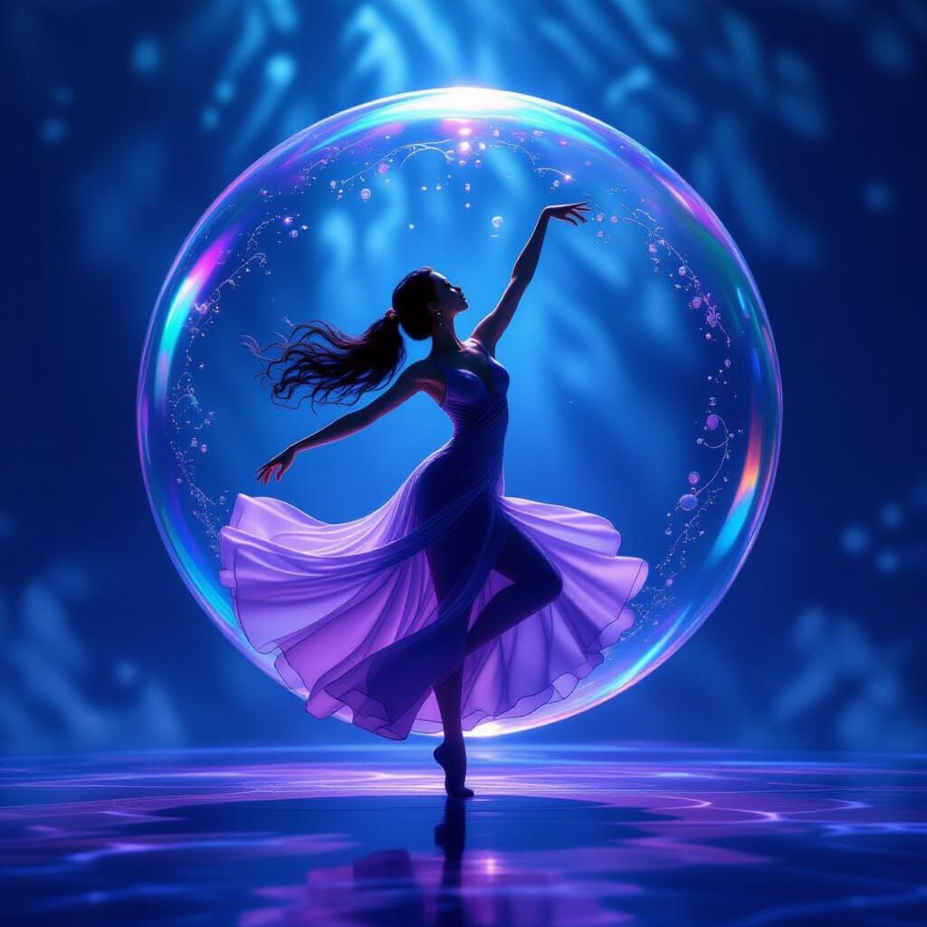 Dancer in Saiplula Bubble Against Dreamy Backdrop