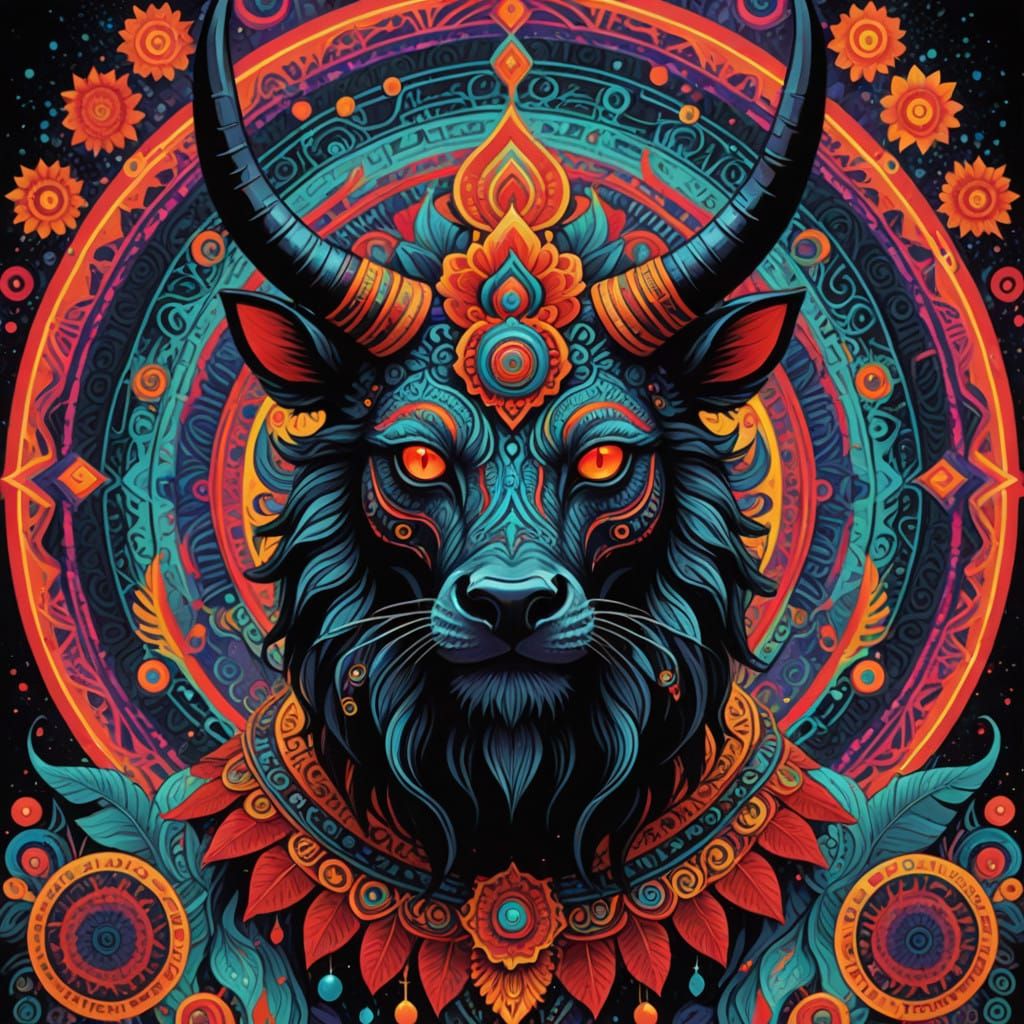 Demonic Power Puff Girls in Cosmic, Psychedelic Holographic...