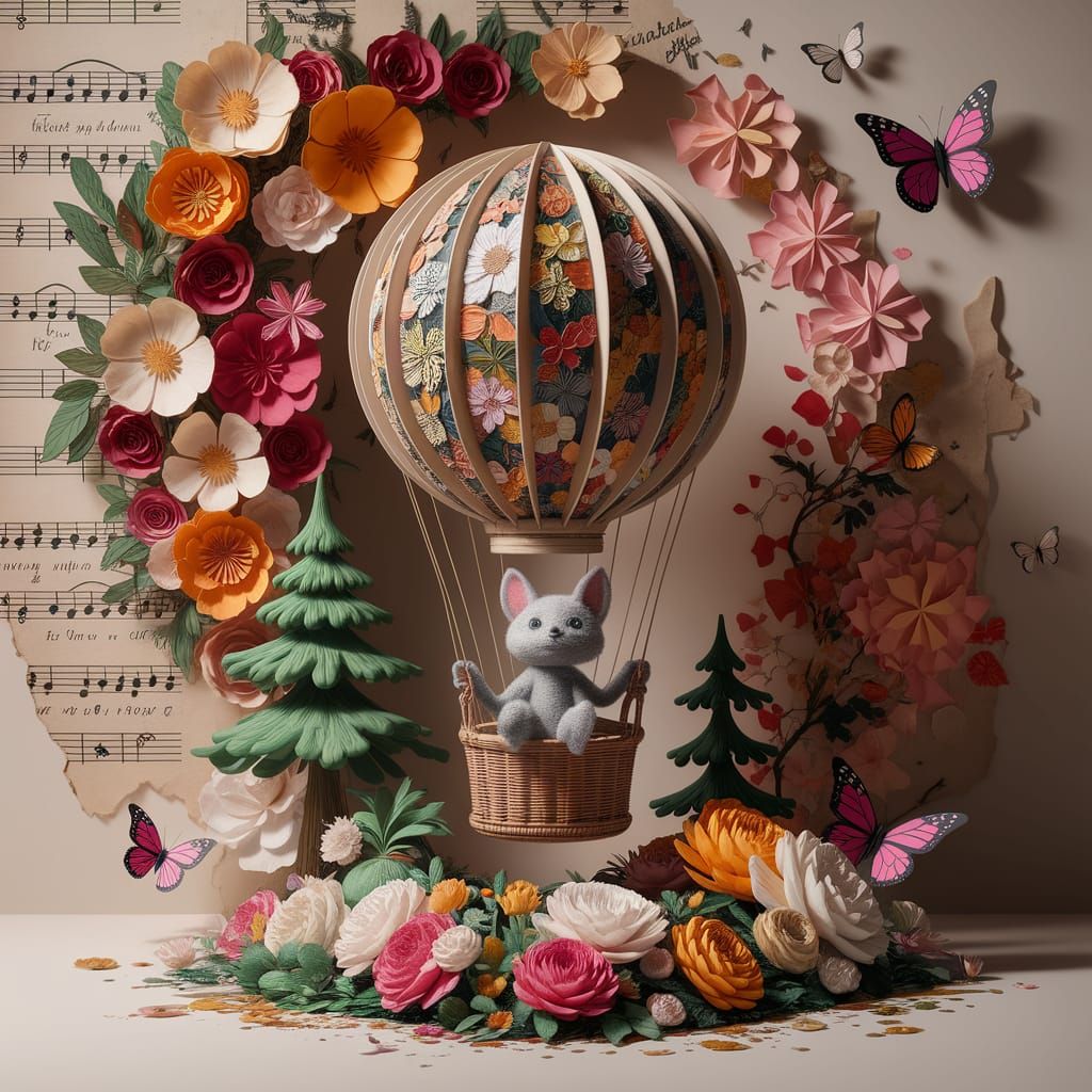 Musical spring balloon ride with a strange little woodland creature