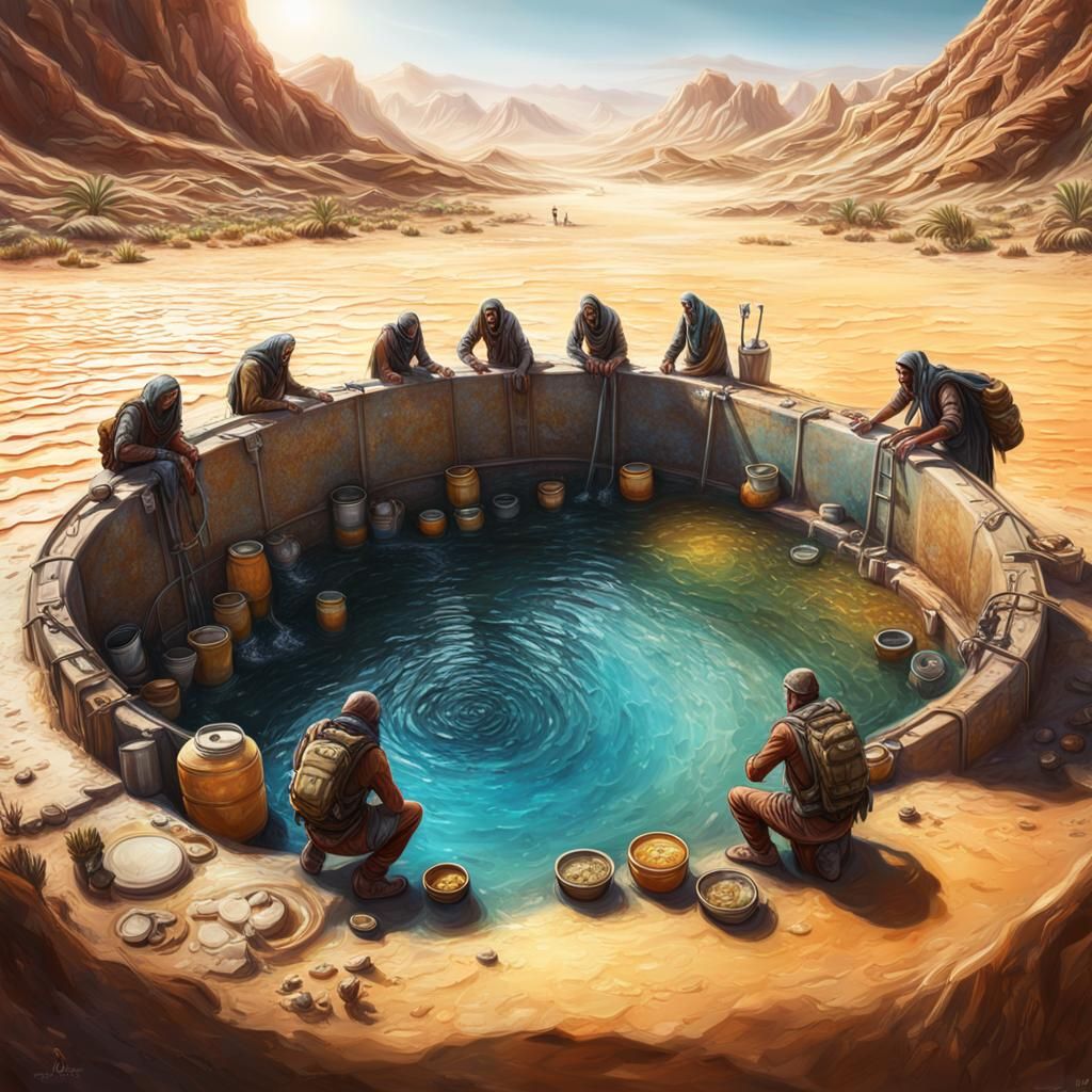 Cinematic Desert Oasis with Alien Nomads