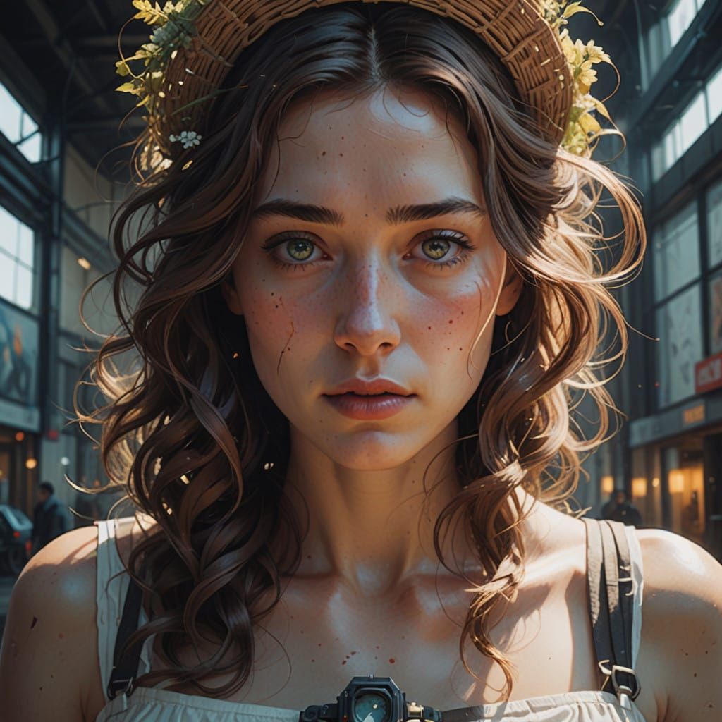 Ethereal Museum Portrait in Kandinsky-Inspired Monochromatic...