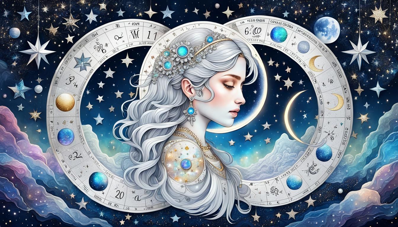 Gemini Twins in Holographic Astral Illustration