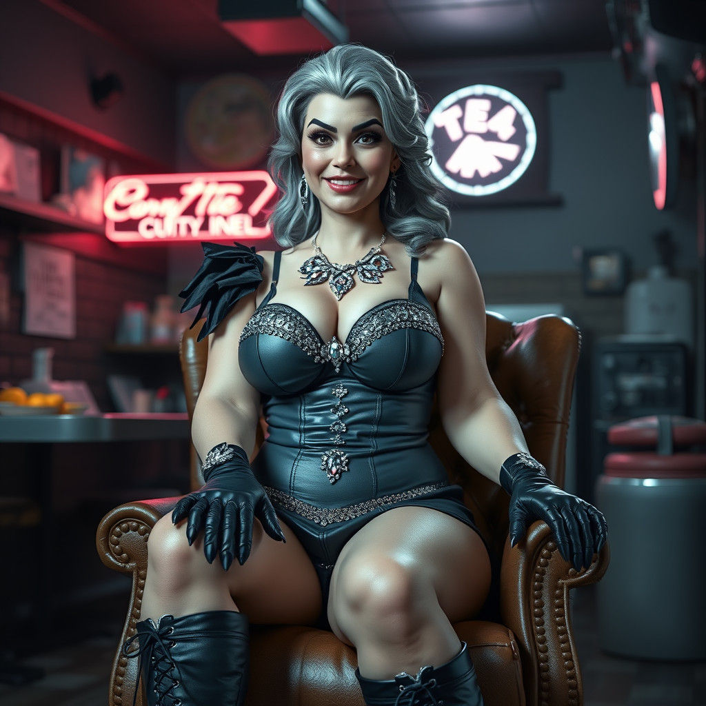 Photorealistic Belle in Villain Attire, Exuding Sensuality