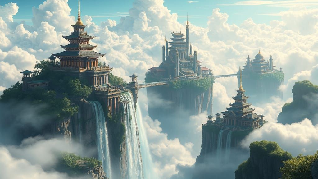 Floating City of Wonders in a Whimsical Dreamworld