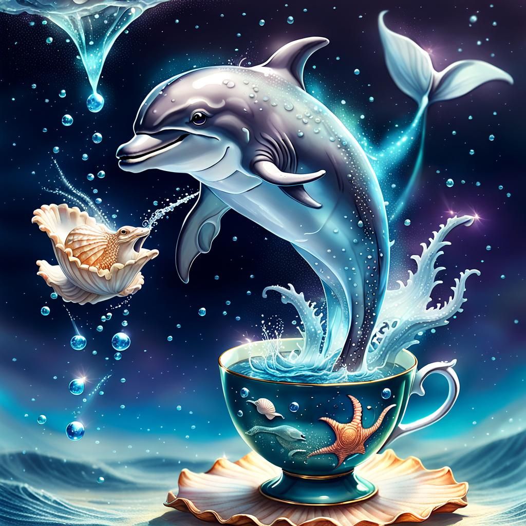 Dolphin-Dragon Leaps From Teacup Ocean