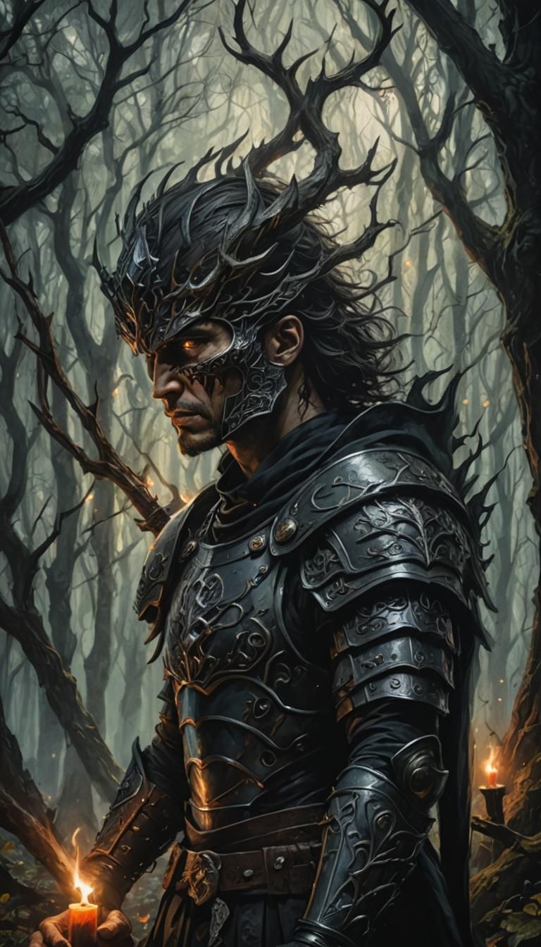 Dark Fantasy: Evil Figure in Mystical Forest