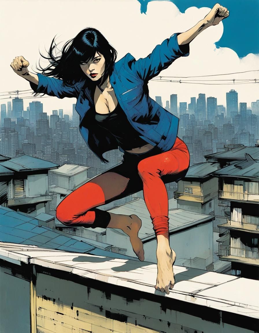 Yakuza Assassin Leaps in Sin City Noir Style